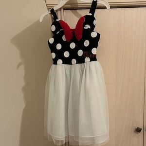 Disney Black and White Polka Dot Dress with Red Accents